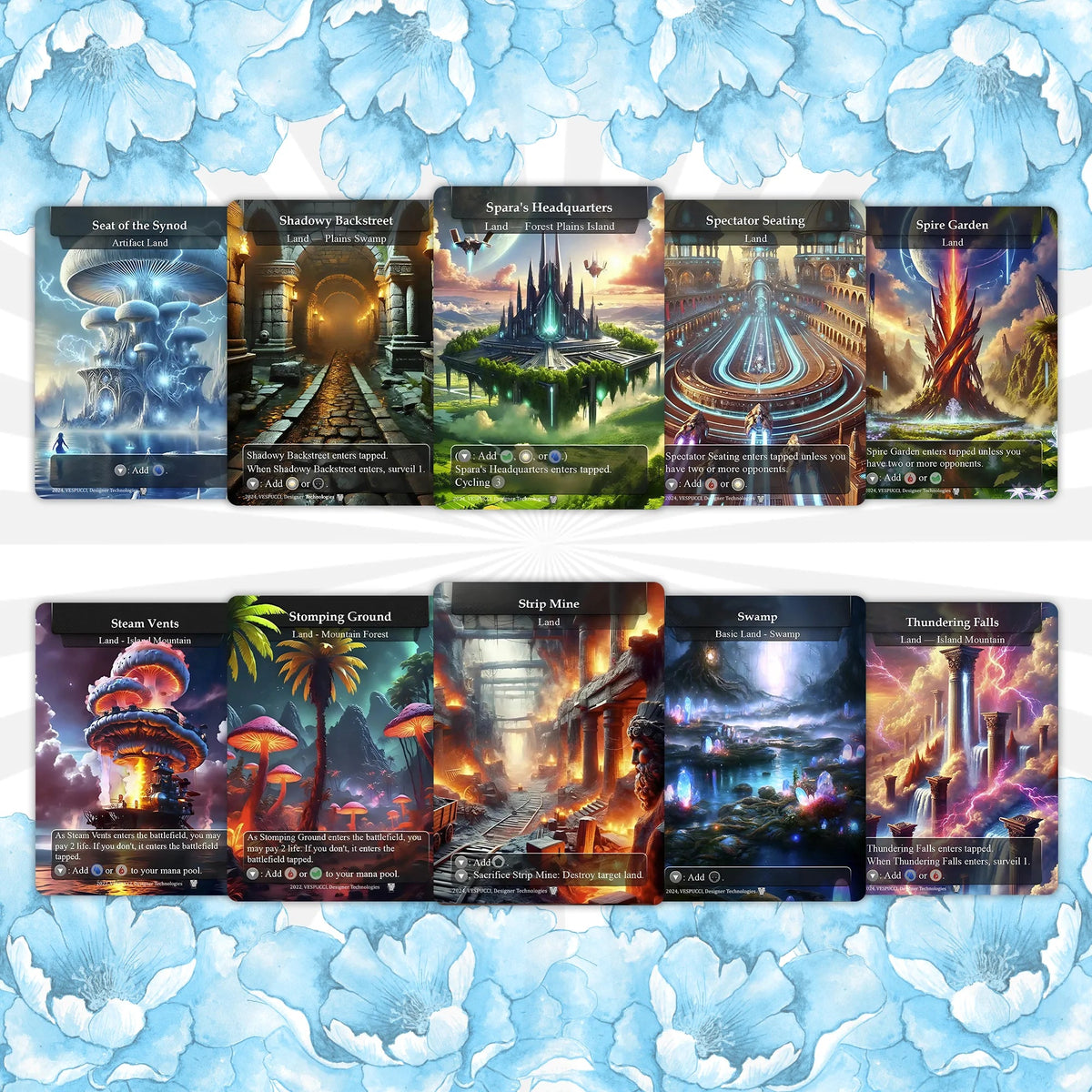 90 Custom Land Pack Dual, Fetch, Shock, Triome, Bond, Surveil, Basic, Artifact, & Utility Styles Premium Proxies
