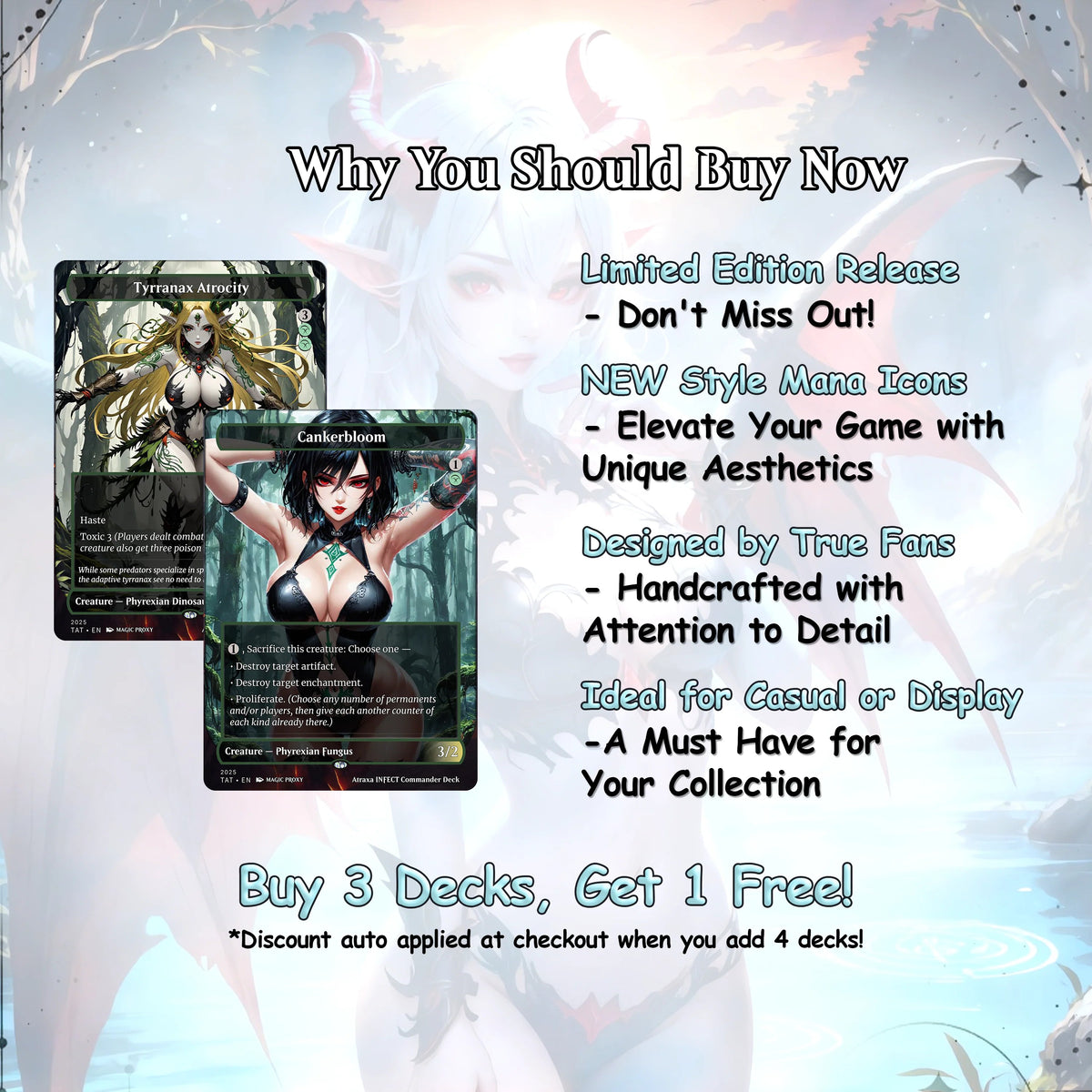 Atraxa INFECT Anime Waifu Ready to Play Proxy Commander Deck Custom Proxy EDH Phyrexian Tribal English High Quality Card