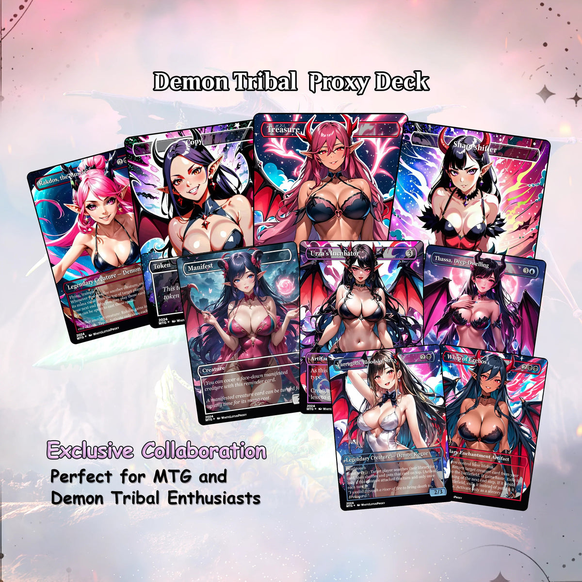 Demon Tribal Anime Style Waifu Proxy Commander Deck Special Edition Custom MTG EDH Deck English High Quality Cards