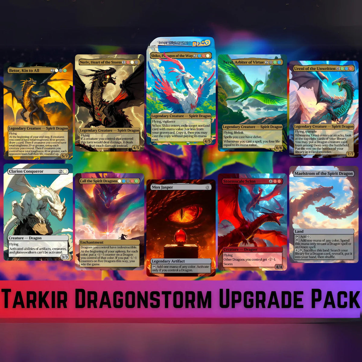 Dragon Tribal Commander Deck - Proxy - 4 Possible Commanders - 5 Colors - Tokens Included - Dragonstorm Upgrade Bundle -