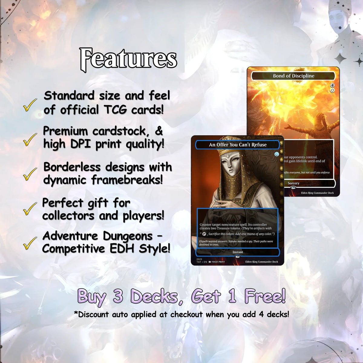 Elden Ring Commander | Dual-Commander Azorius Control Voltron | 100+ Custom Proxy Cards