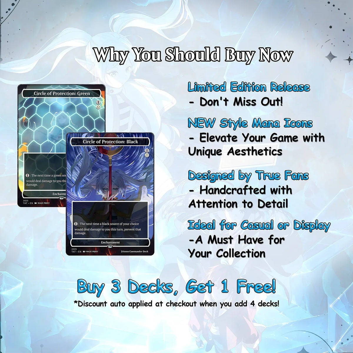 Frieren the Slayer Theme / Absolute Virtue Commander Deck / Premium Paper Proxy Deck / 100 cards + tokens / Pillowfort T