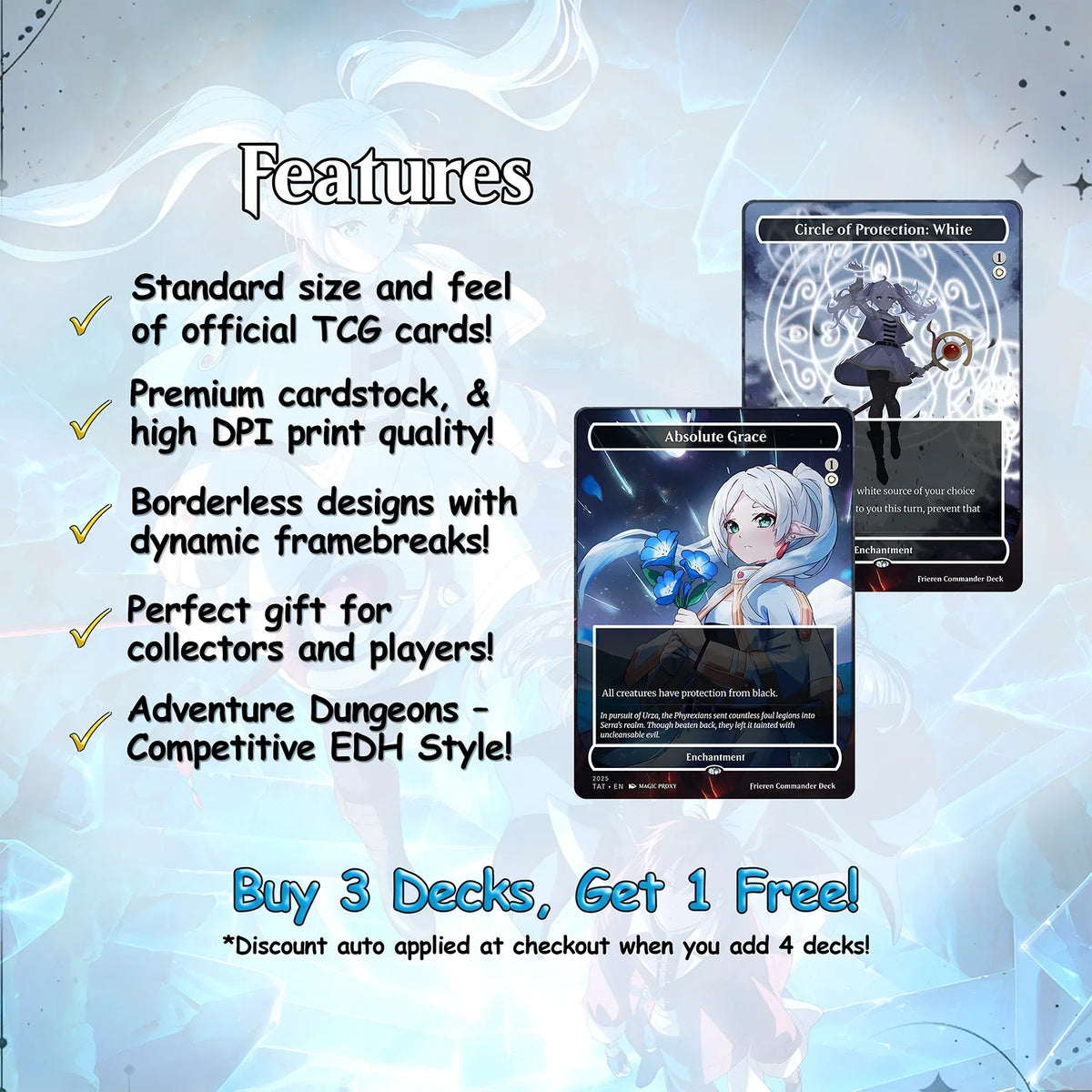 Frieren the Slayer Theme / Absolute Virtue Commander Deck / Premium Paper Proxy Deck / 100 cards + tokens / Pillowfort T