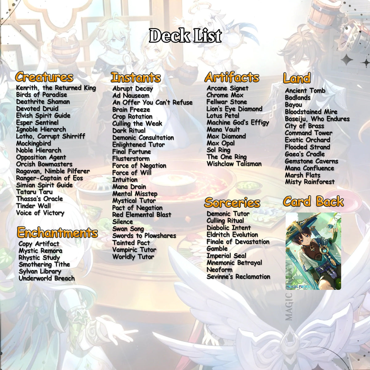 Genshin MTG Deck - Kenrith EDH | Premium The Evolution | Custom Competitive 100+ Cards