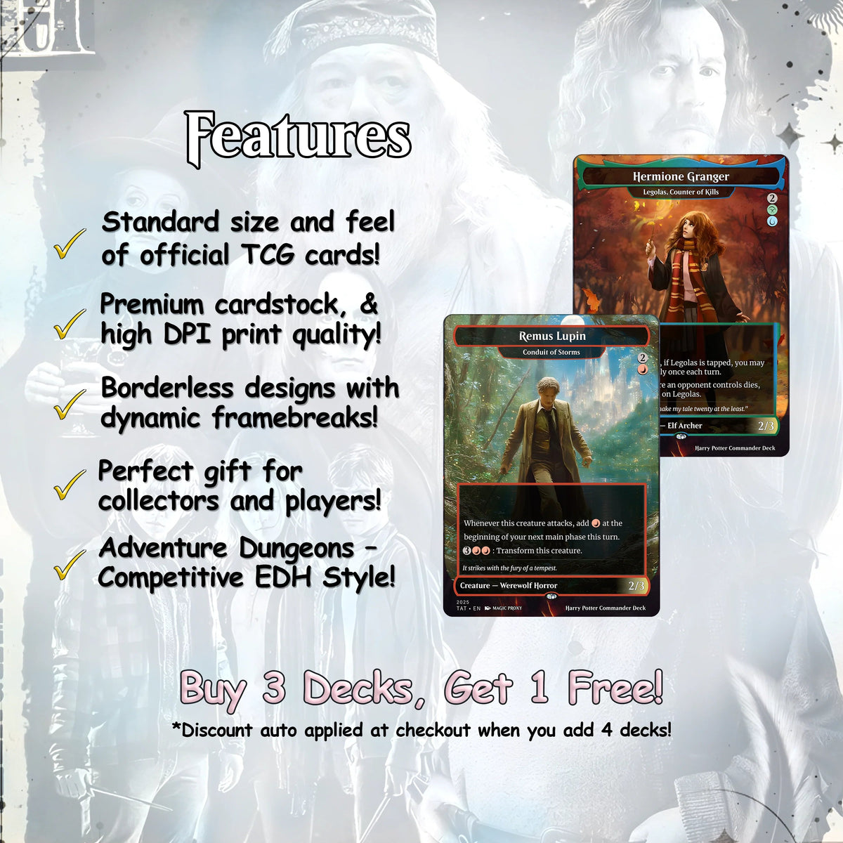 Harry Potter Dumbledore's Army MTG Commander Deck - Complete Custom EDH Deck CardHaven Cards Proxies Complete
