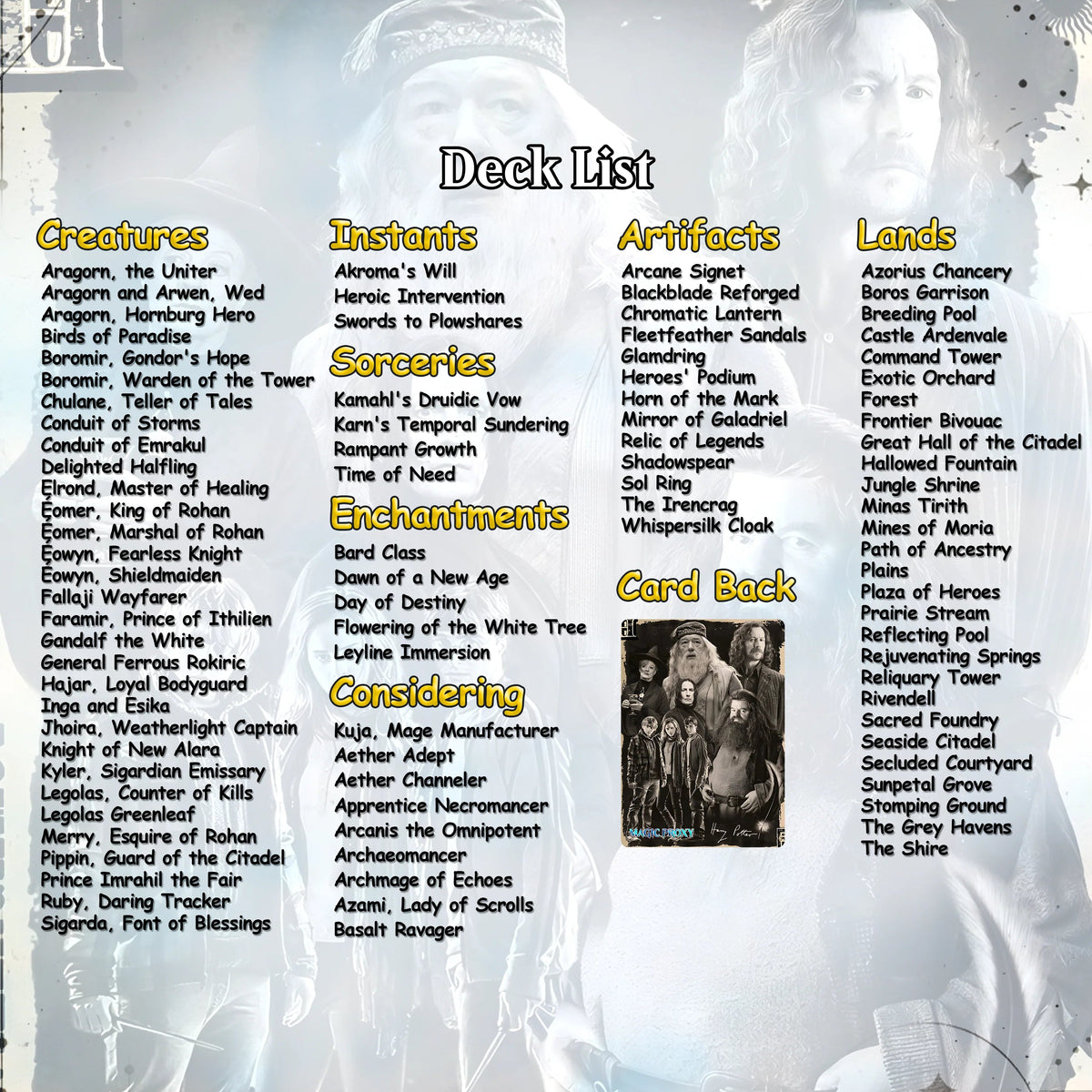 Harry Potter Dumbledore's Army MTG Commander Deck - Complete Custom EDH Deck CardHaven Cards Proxies Complete