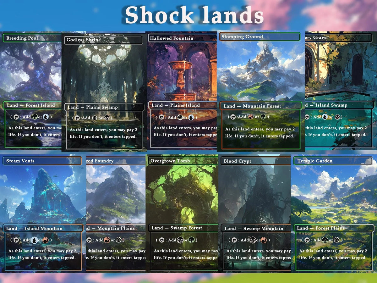 Mega Land pack (50+ cards) Anime watercolour lands set of 50 unique borderless custom proxy lands High quality lands