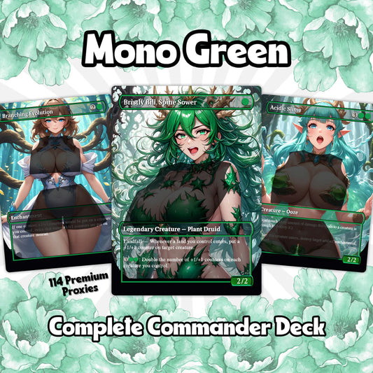 Mono Green Waifu Wonderland – Custom Proxy MTG Commander Deck | Bristly Bill. Spiky, Sassy, Landfall Commander