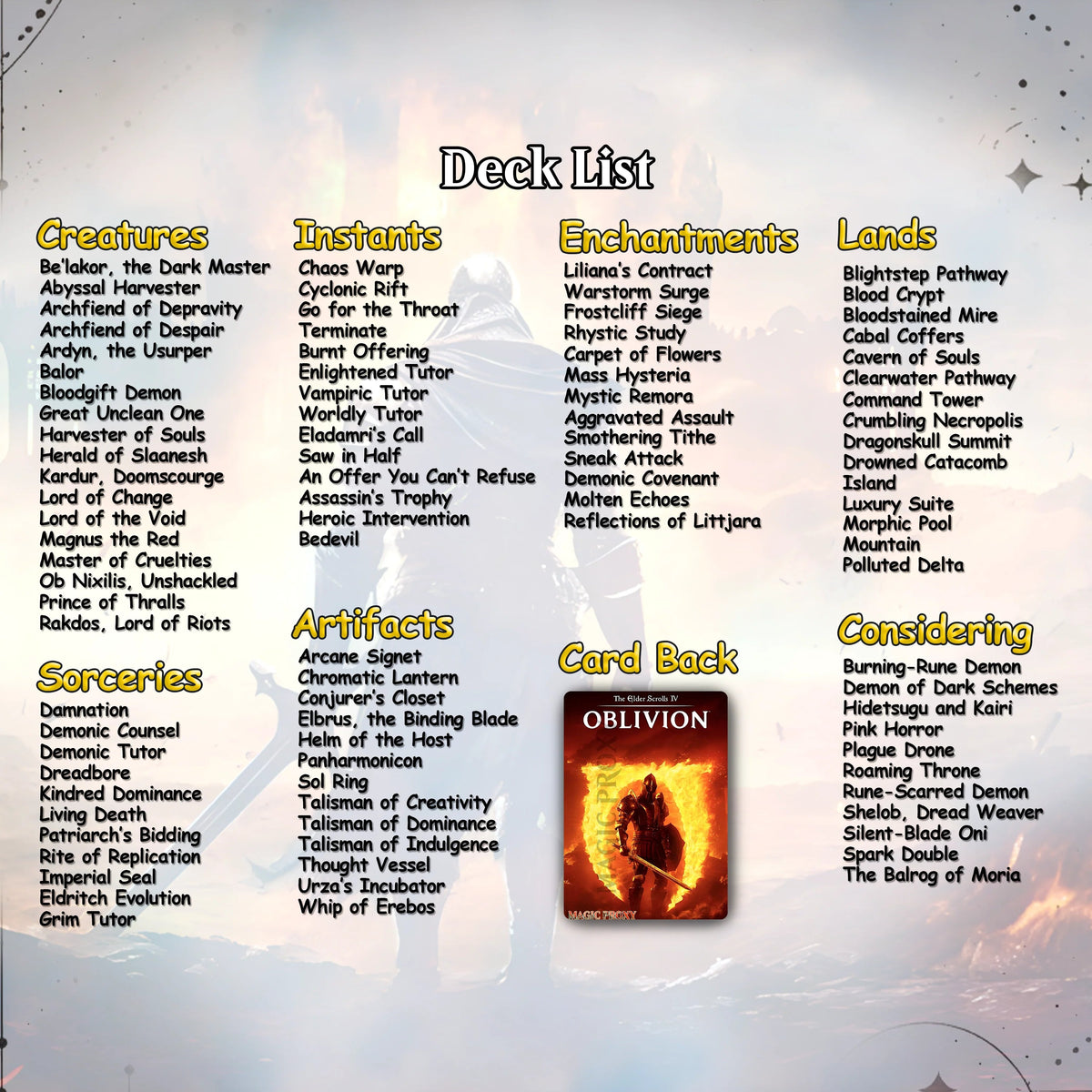 Oblivion Commander cEDH Deck - Oblivion Commander Magic Commander - CardHaven Deck with 150+ Unique Cards - Custom Car