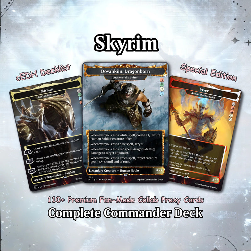 Skyrim Themed Commander Deck – 120+ Custom Proxy Cards | Multicolor Combo EDH | Full Art Fantasy Playtest Set