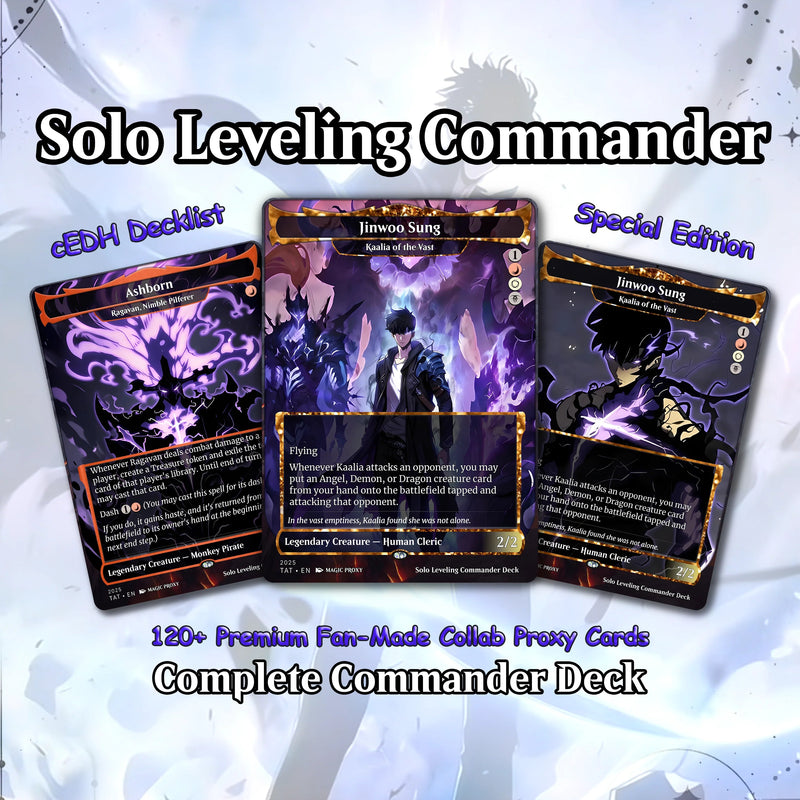Solo Leveling Commander Deck with Deck Box – Custom MTG Proxy Cards | Full Art Anime EDH Playtest Set