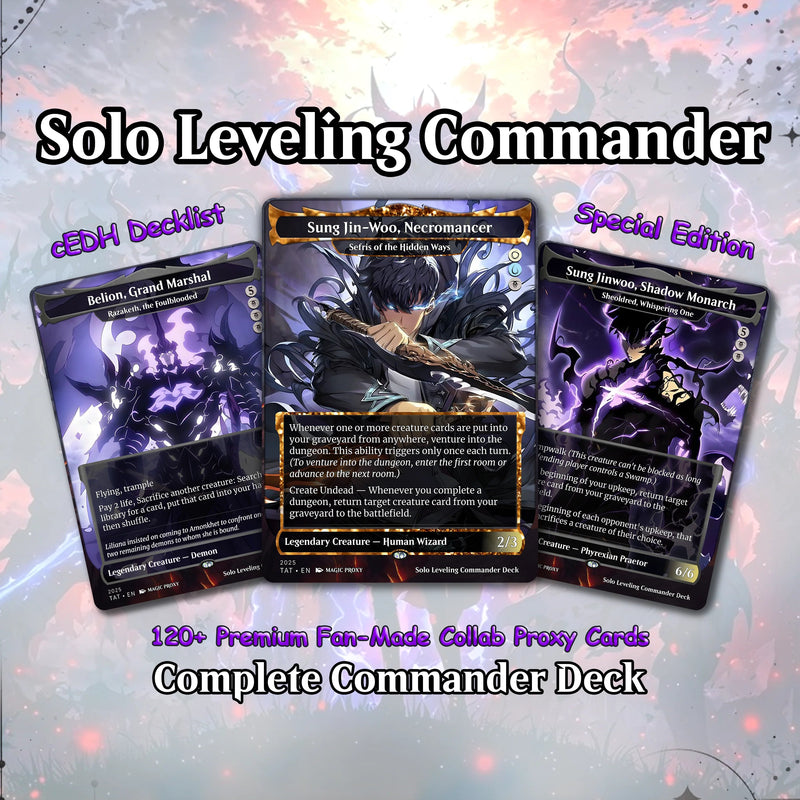 Solo Leveling Jinwoo Sung Commander Deck – Anime-Inspired EDH Proxy Set | Custom Full Art MTG Cards