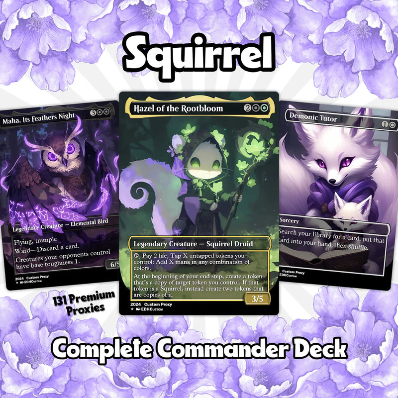 Hazel of the Rootbloom Commander Deck – Squirrel Tribal Proxy EDH | Food & Token Synergy | Full Art MTG Style Set