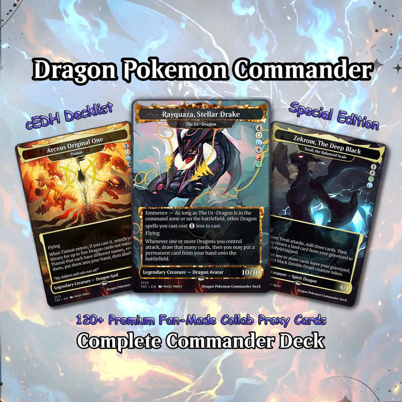 The Ur-Dragon Commander Deck – Pokémon Inspired Dragon Tribal Proxy EDH | Full Art MTG Style Playtest Set