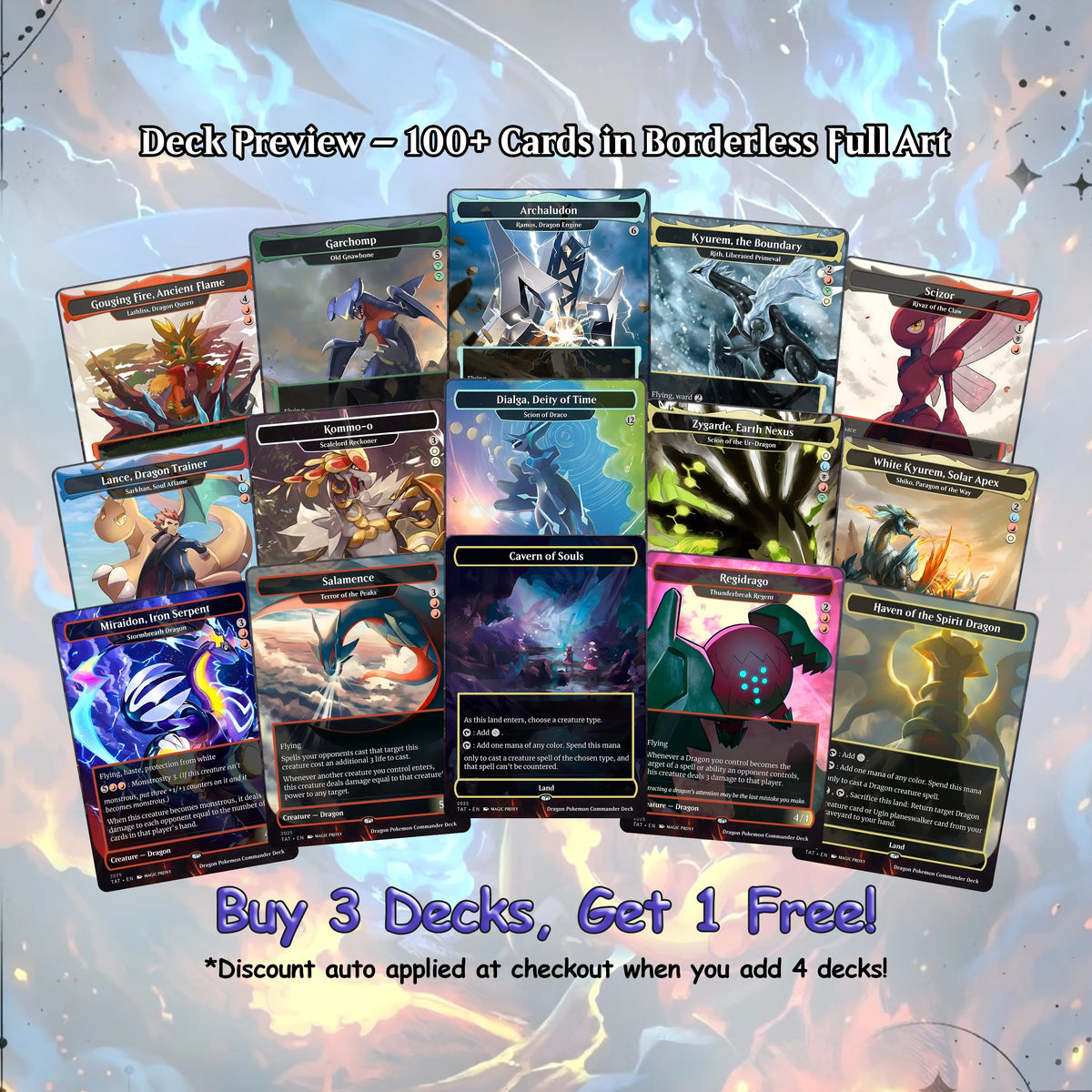 The Ur-Dragon EDH Proxy Deck - P.o.k.é.m.o.n Art, Tarkir Dragonstorm, Dragon Tribal Commander