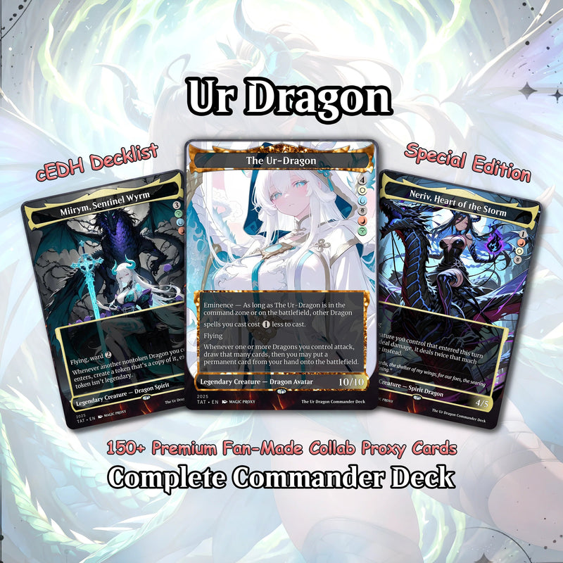 The Ur-Dragon Commander Deck – Custom Proxy EDH Deck | Dragon Tribal Full Art MTG Style Set | Standard & Upgrade Options
