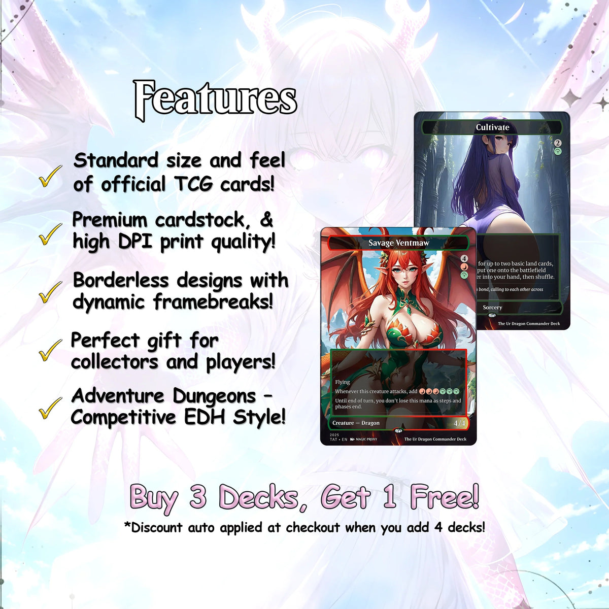 The Ur Dragon Anime Waifu Proxy Commander Deck Custom Proxy EDH Dragon Tribal English High Quality Cards
