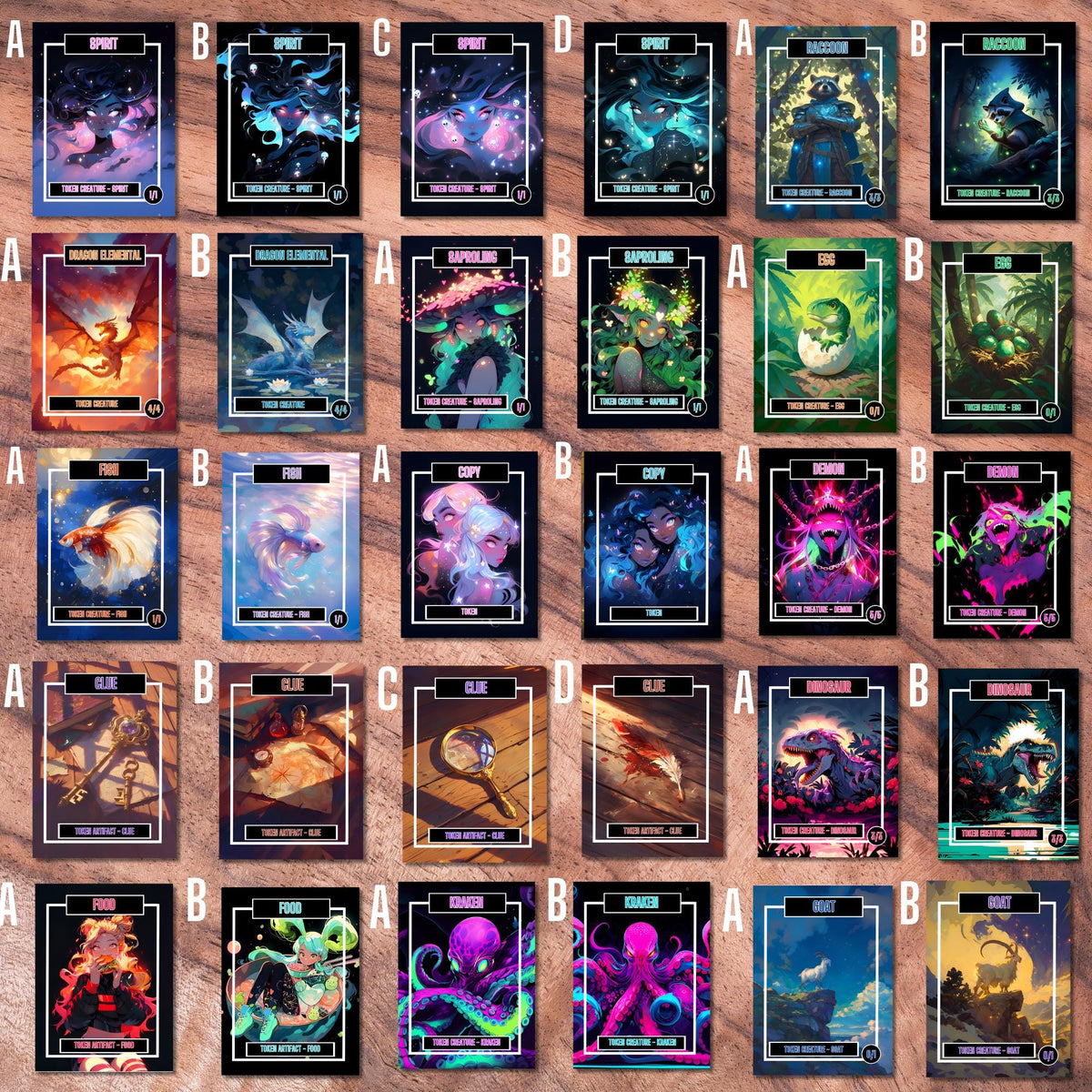 Token Card Bundle Compatible with MTG, Unofficial Tokens for MTG Play, Gifts for Gamers, Regular or Foil Holographic Tok