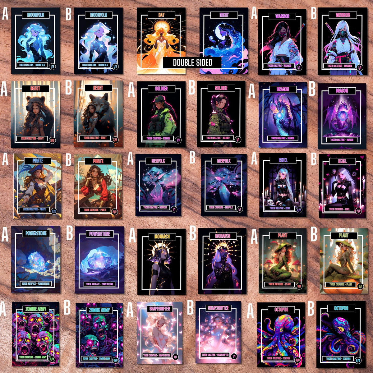 Token Card Bundle Compatible with MTG, Unofficial Tokens for MTG Play, Gifts for Gamers, Regular or Foil Holographic Tok