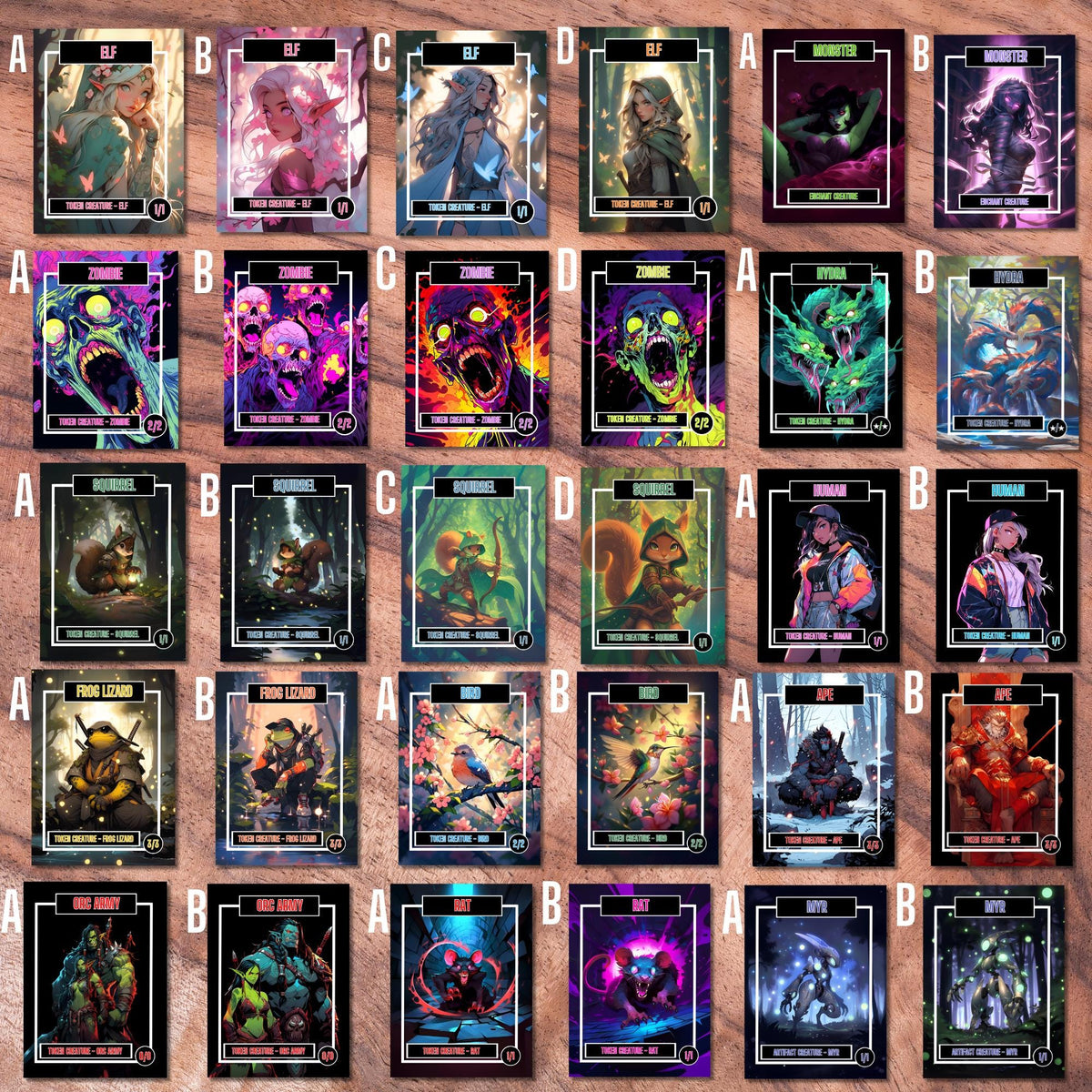 Token Card Bundle Compatible with MTG, Unofficial Tokens for MTG Play, Gifts for Gamers, Regular or Foil Holographic Tok