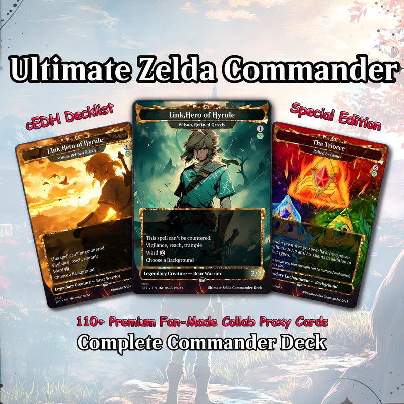 Zelda Inspired Link Commander Deck – Custom Proxy EDH Deck | Voltron Strategy | Full Art MTG Style Set