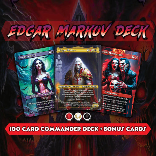 Vampire Commander Deck - Edgar Markov High Quality MTG Proxies for EDH, Full 100 Card Ready to Play Deck with Custom Art