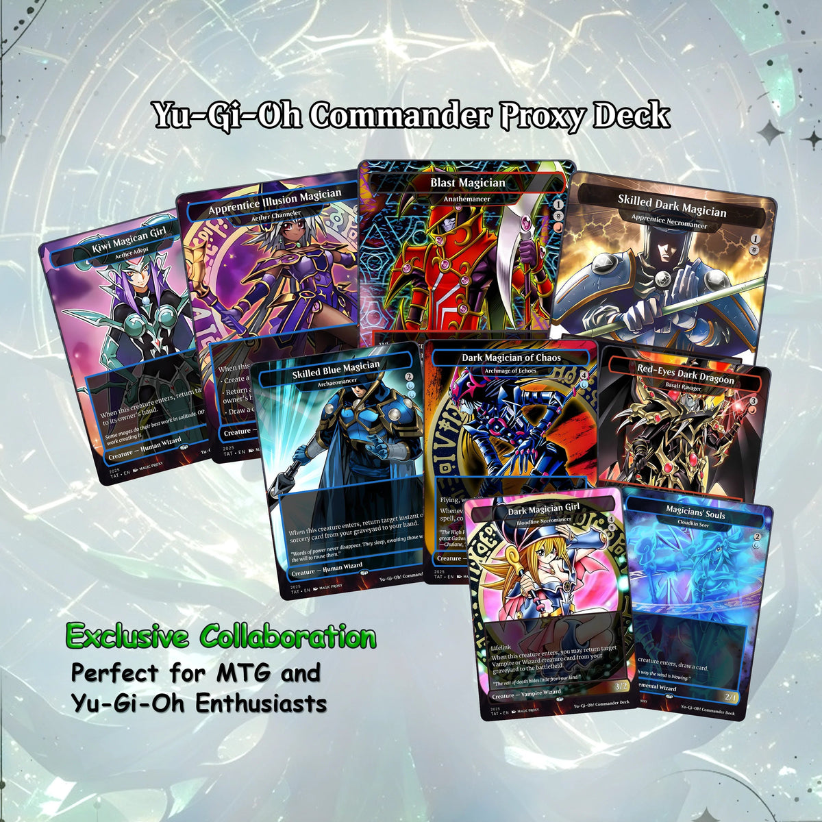 Yu-Gi-Oh MTG EDH Commander Proxy Deck - Dark Magic! - Wizards - 100 Cards, 8 Tokens - Magic - Gathering - Yugioh - Proxi