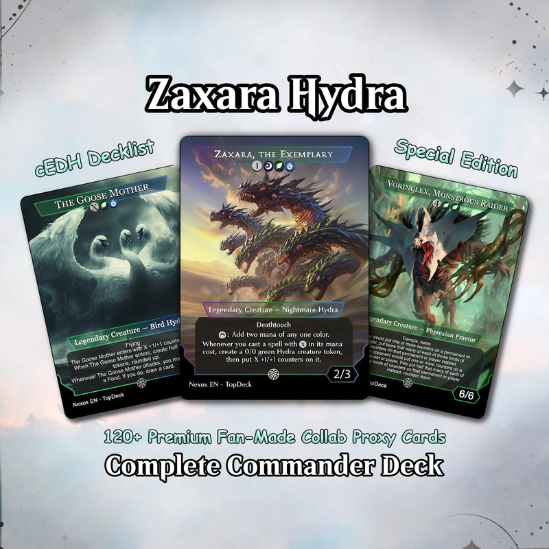 Zaxara Hydra Commander Deck – Custom Proxy EDH Deck with Tokens | Full Art MTG Style Cards | Casual Play Set